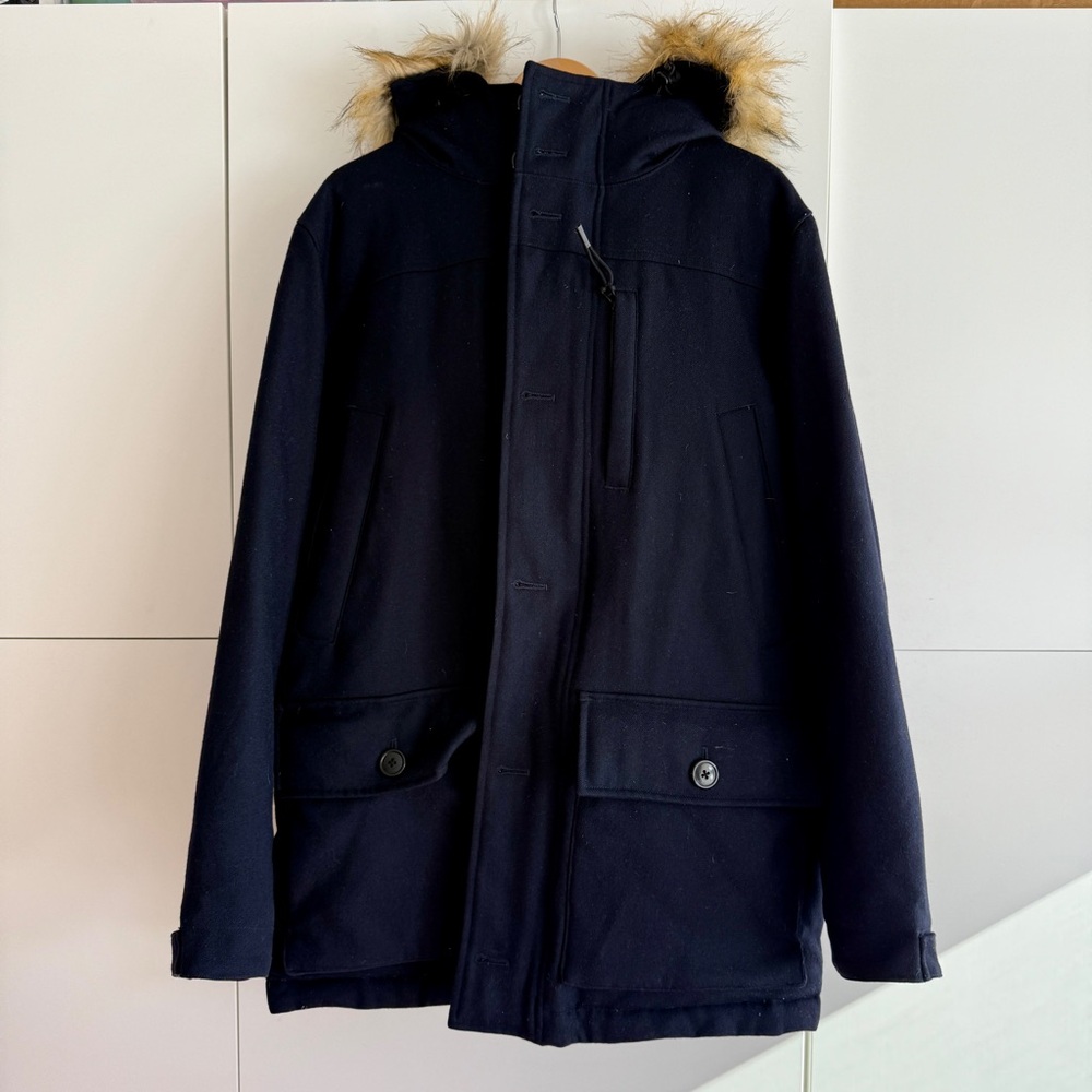 J. Crew Nordic Down Wool Thinsulate Parka F8746 in Navy Blue, Size Medium - Picture 2 of 7